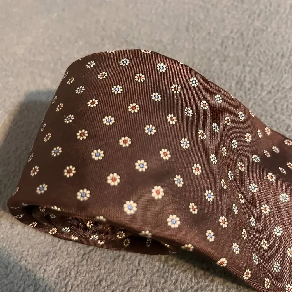 Vintage Brownstone Silk Tie Mens Brown Floral Dark Academia Retro Preppy 56